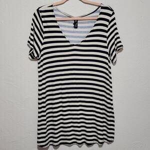 Agnes & Dora Women's XXL V-neck Striped Short Sleeve Blouse